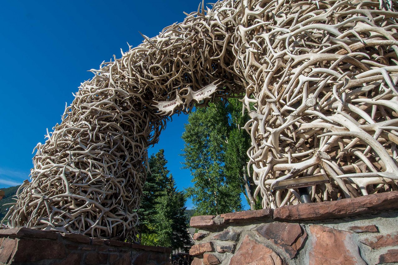 Elk antler arches Downtown Jackson Hole, Wyoming